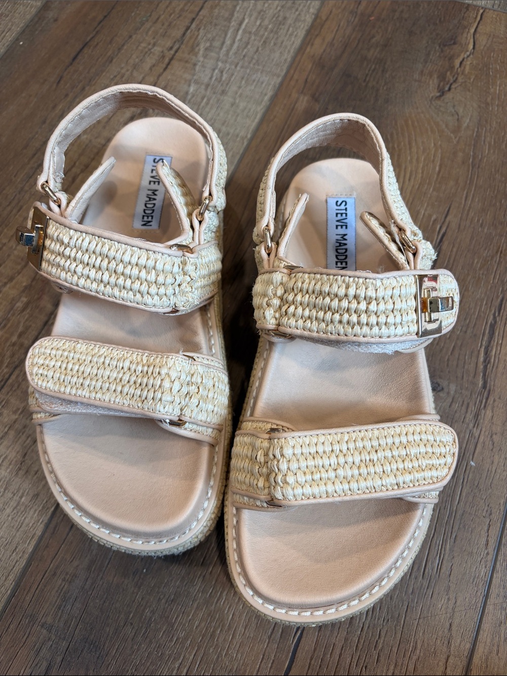 Steve Madden Beige Woven Strap Sandals